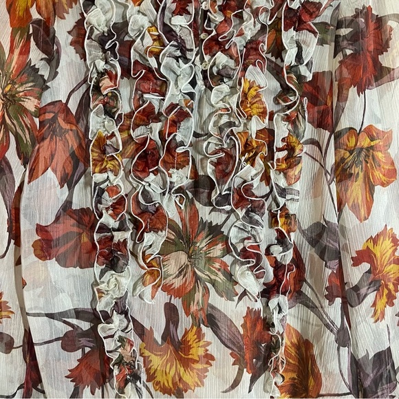 Zara Autumn Floral Ruffle BlouseSize XS - Picture 5 of 7